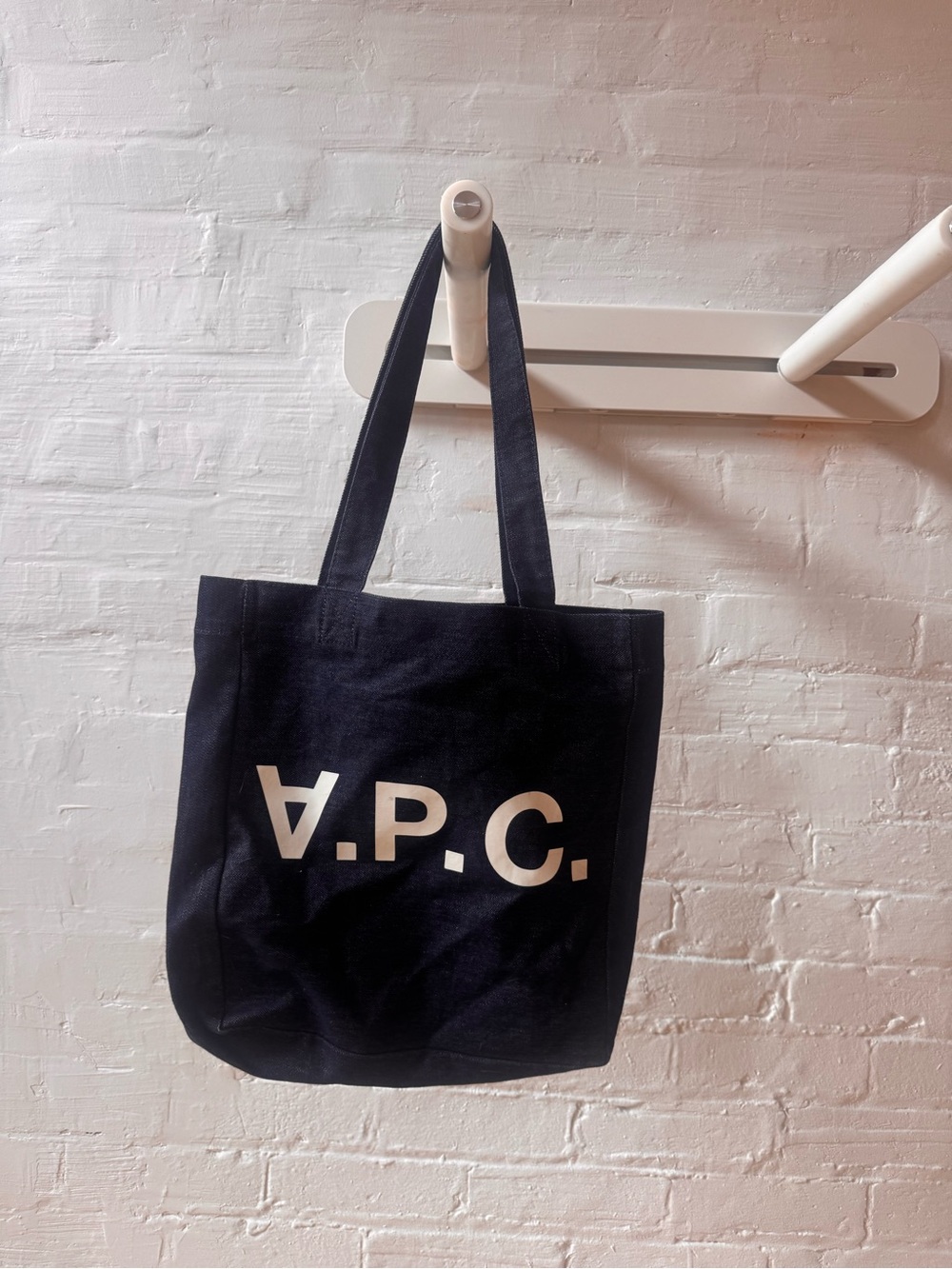 A.P.C. Denim Canvas Logo Tote